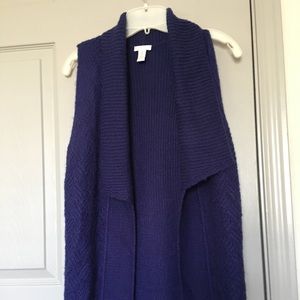 Chico’s acrylic purple wool and mohair cardigan.
